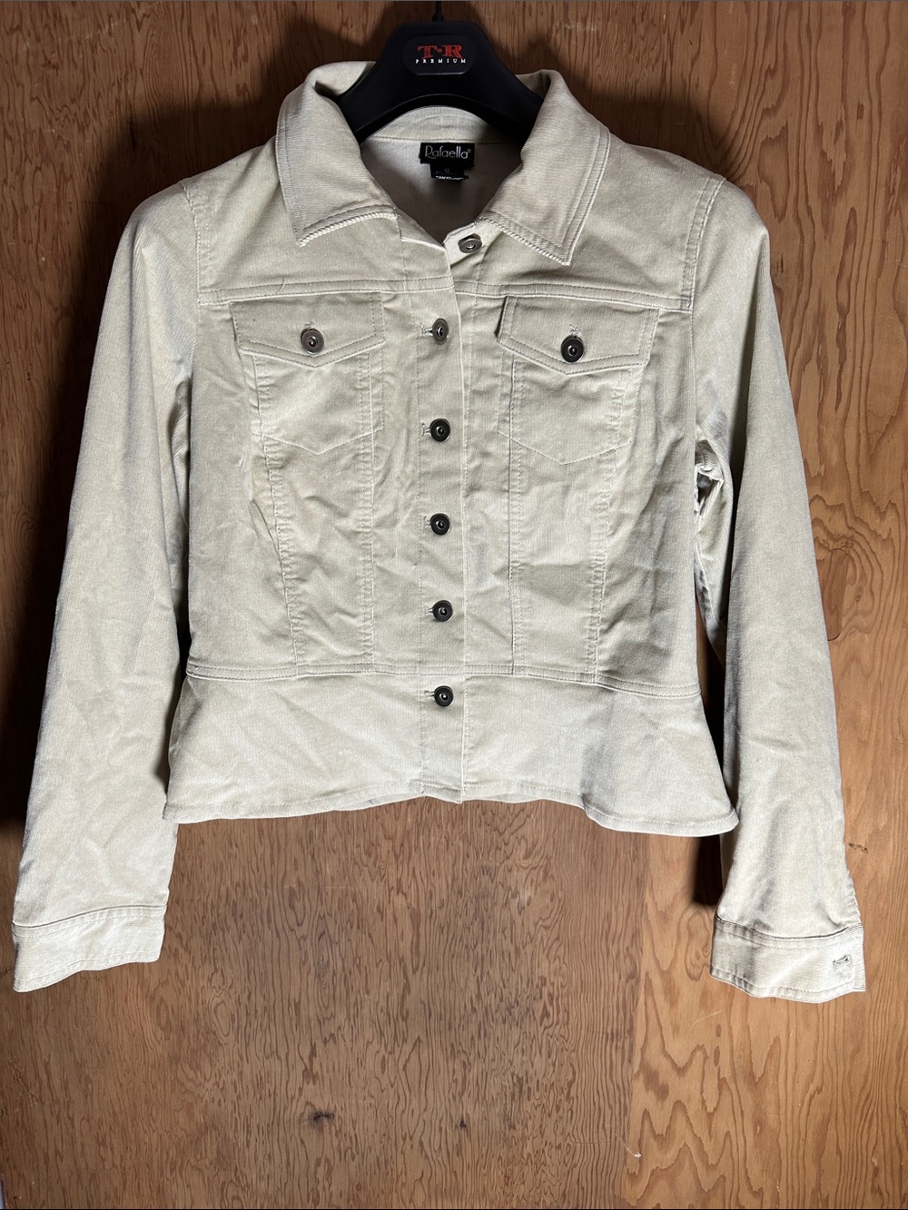 Rafaella Cream Cropped Button-Front Jean Jacket